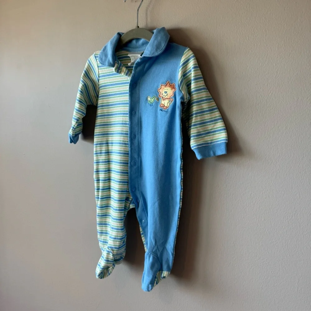 Vintage‎ Carter’s 2001 Baby 100% Cotton Lion Striped Footed Sleeper 6-9 months